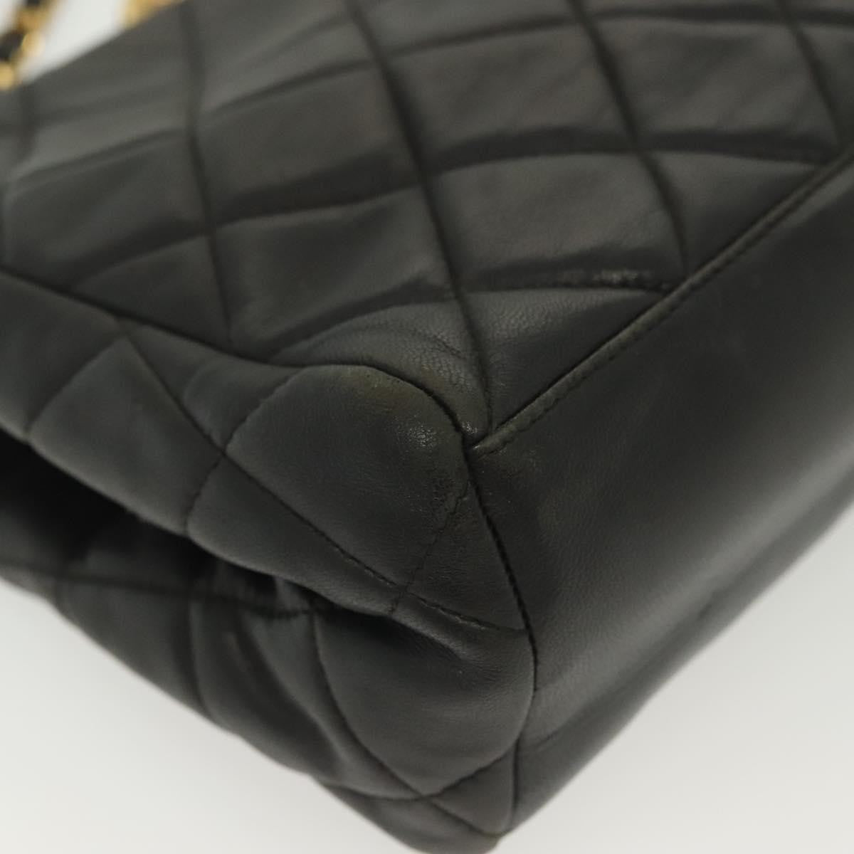 Chanel Vintage Chain Frame Bag Quilted Lambskin, BLACK, LEATHER, Shoulder bag