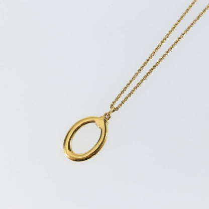 Christian Dior Vintage Logo Round Pendant Necklace Metal, GOLD, METAL, Necklace