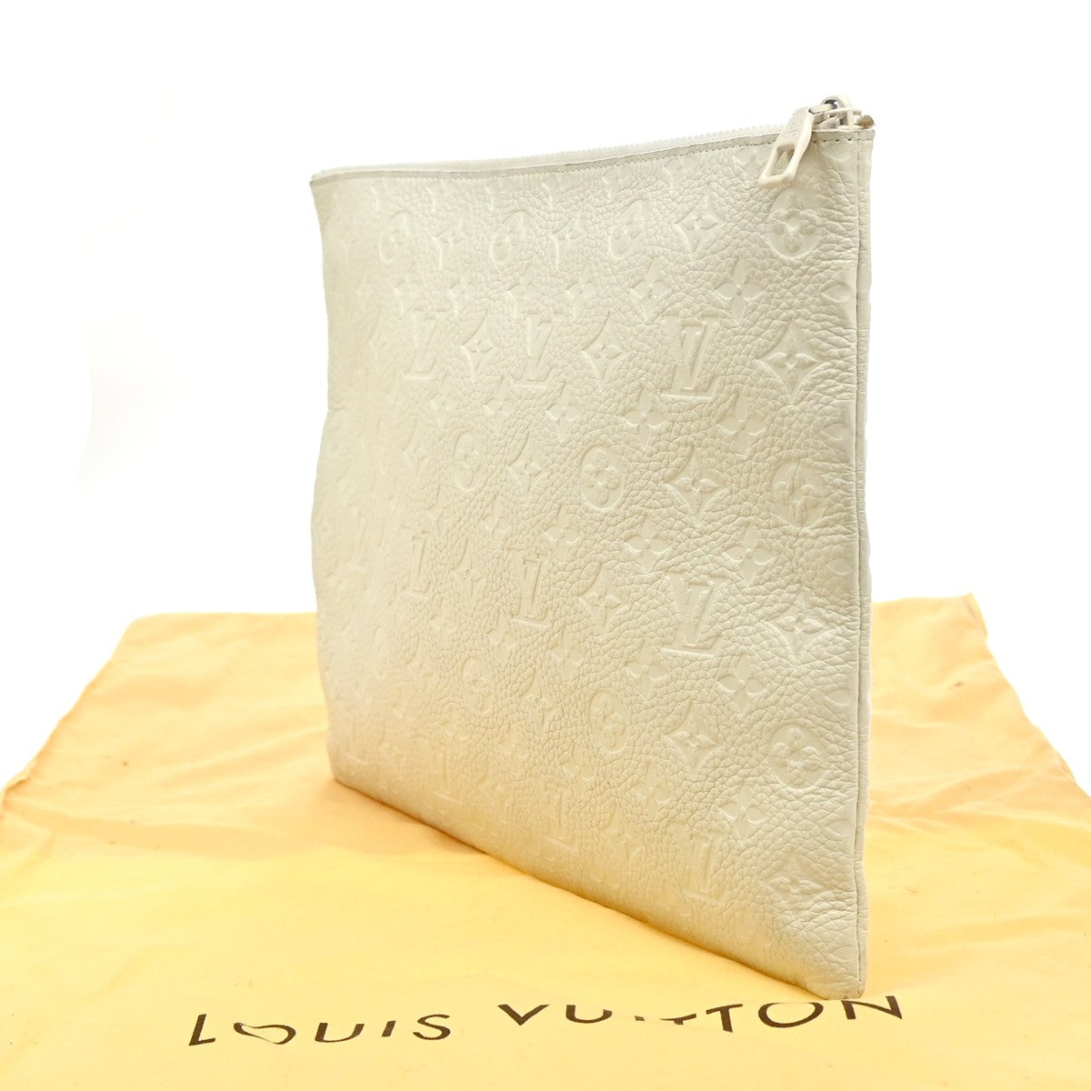Louis Vuitton Pochette A4 Monogram Taurillon Leather, WHITE, LEATHER, Clutche & pouche