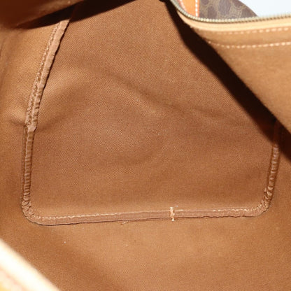 Celine Vintage Duffle Bag Macadam Coated Canvas, BROWN, PVC, Travel bag