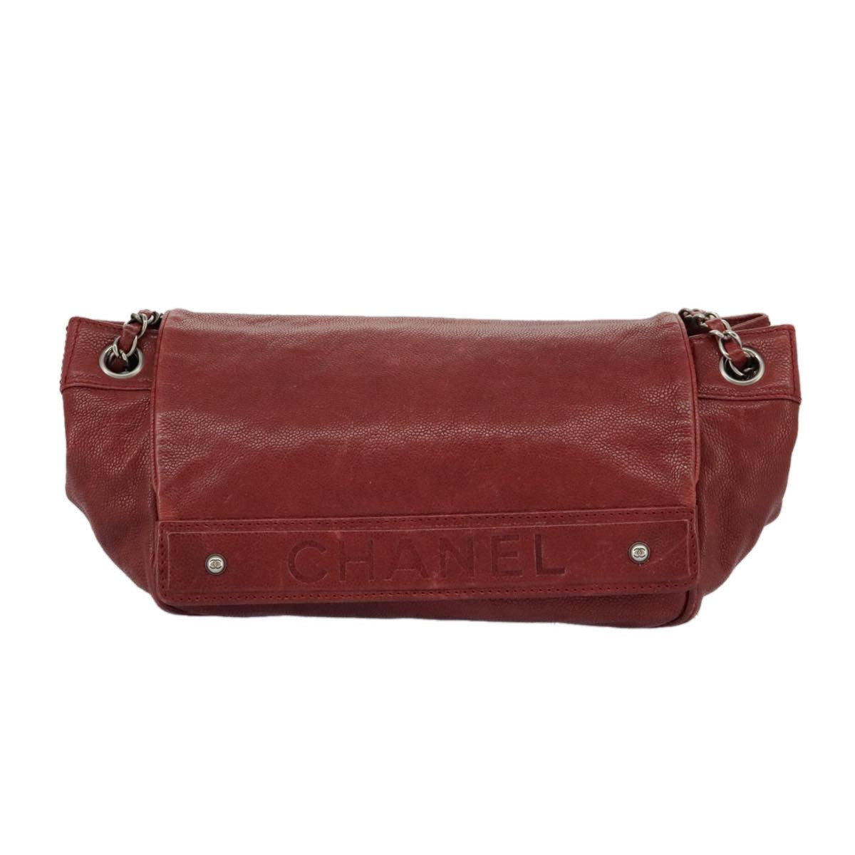 Chanel Lax Accordion Camera Bag Leather, RED, LEATHER, Shoulder bag