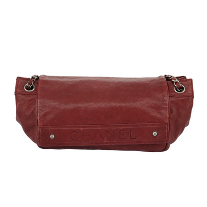 Chanel Lax Accordion Camera Bag Leather, RED, LEATHER, Shoulder bag