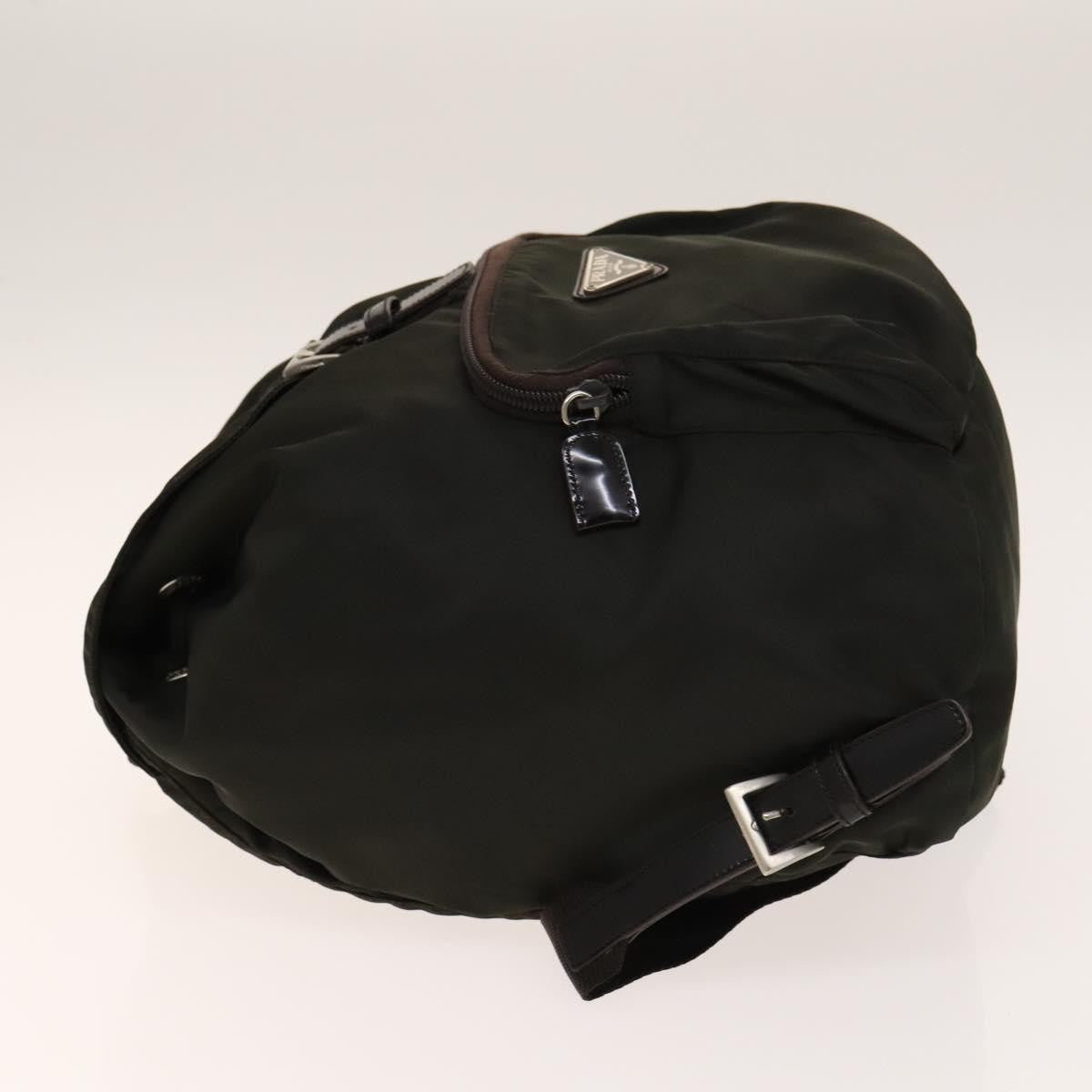 Prada Front Pocket Buckle Backpack Nylon, Khaki, Nylon, Backpack