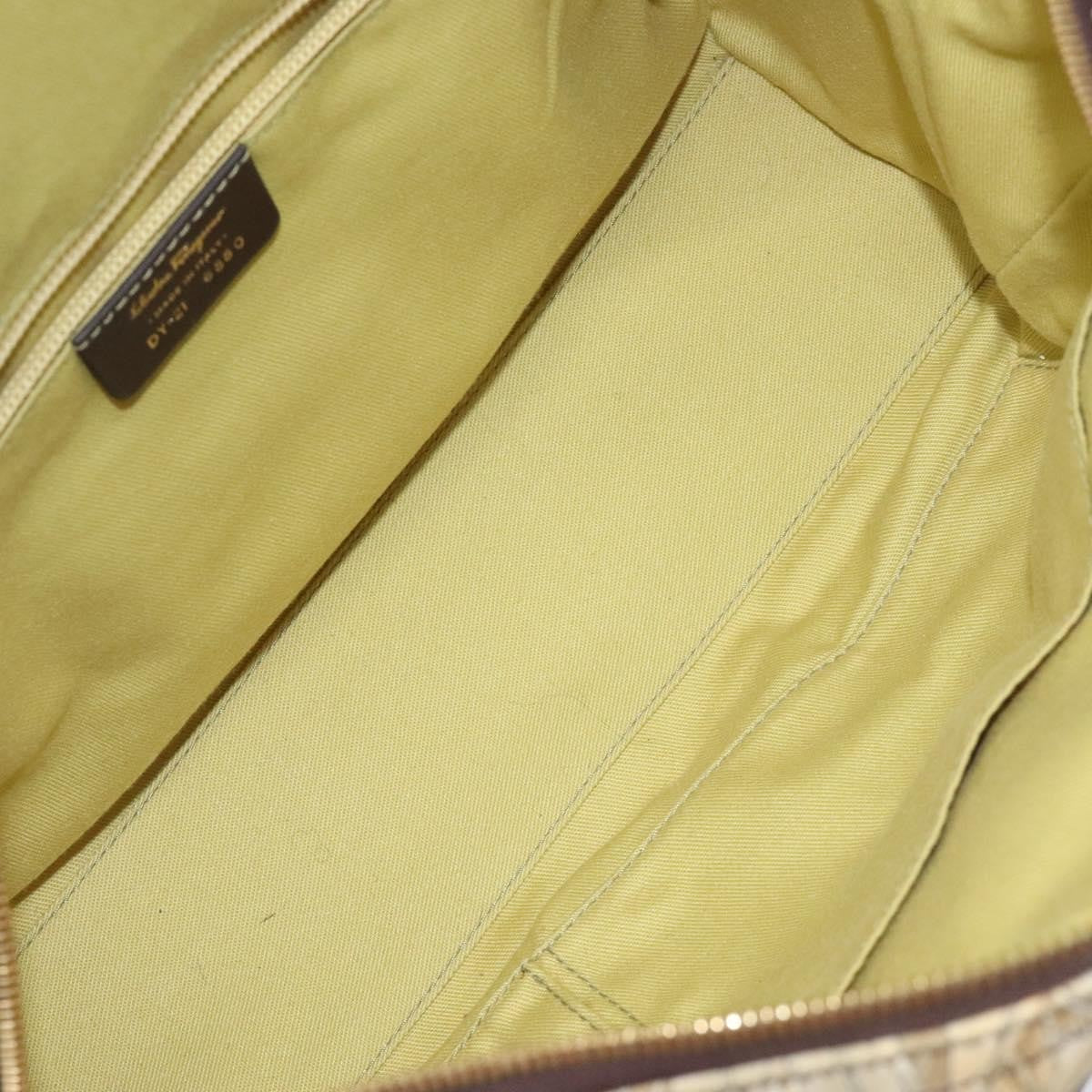 Salvatore Ferragamo Gancini Shoulder Bag Canvas, BEIGE, CANVAS, Shoulder bag