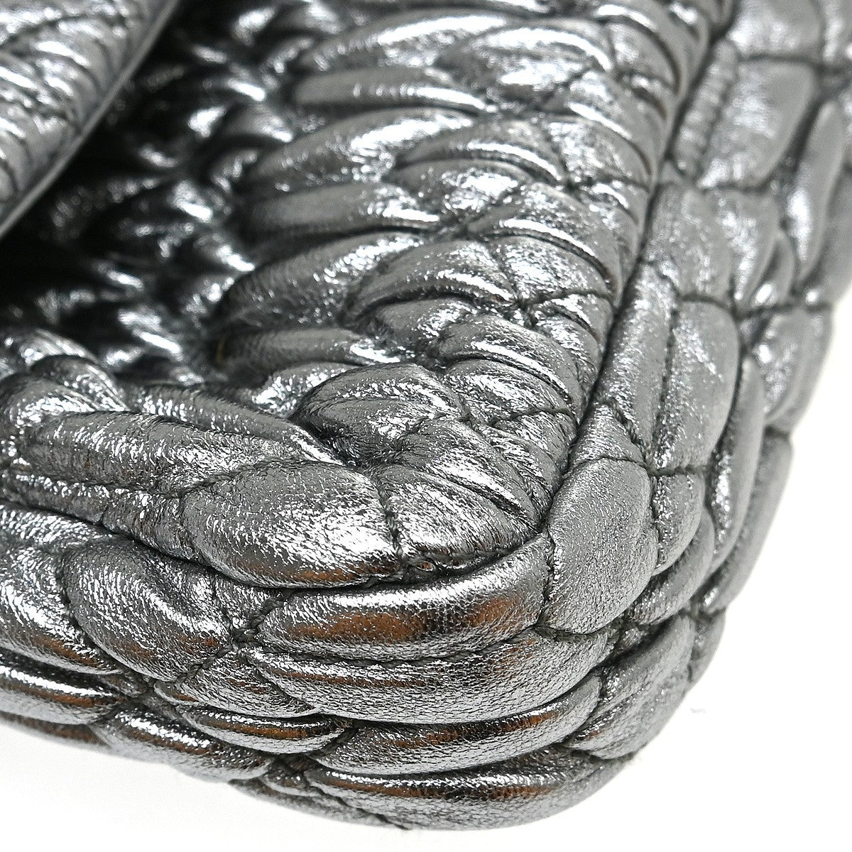 Miu Miu Nappa Matelassè Leather, Silver, Leather, Handbag