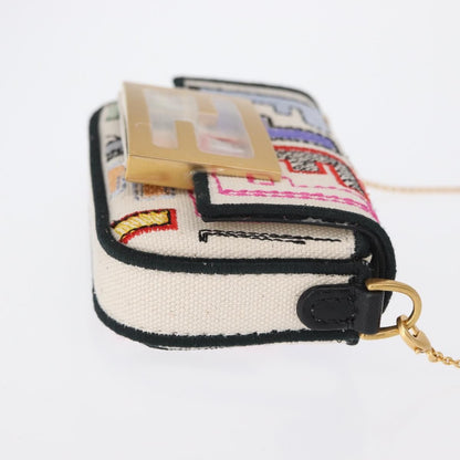 Fendi Chain Baguette Charm Bag Zucca Canvas, MULTICOLOUR, CANVAS, Clutche & pouche