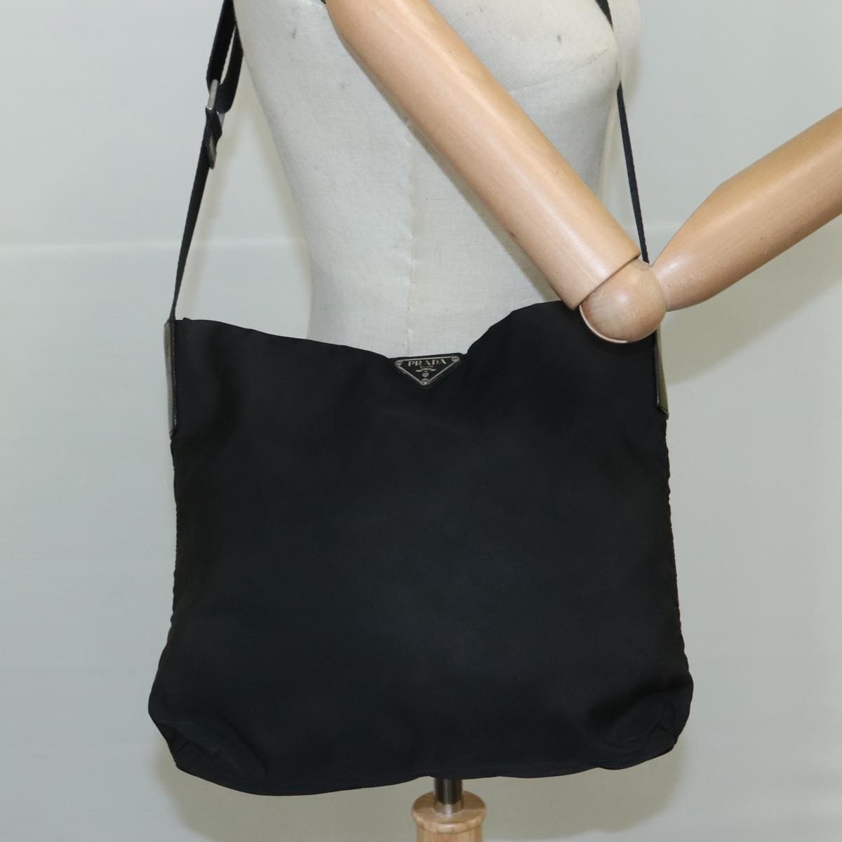 Prada Flat Messenger Bag Tessuto, BLACK, NYLON, Shoulder bag