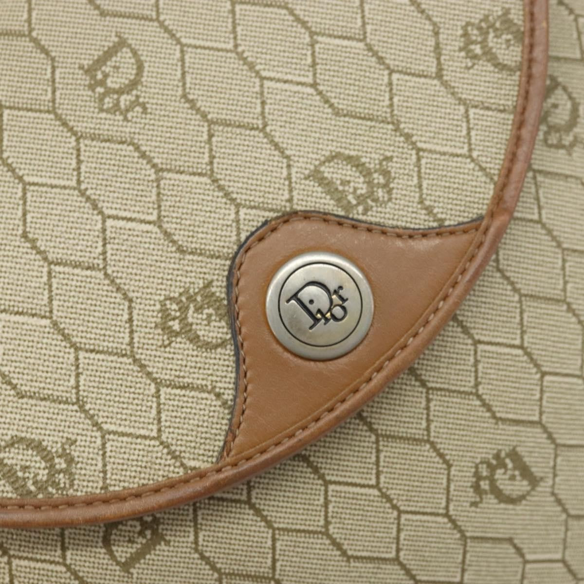 Christian Dior Vintage Honeycomb Shoulder Bag Canvas and Leather, BEIGE, CANVAS, Shoulder bag