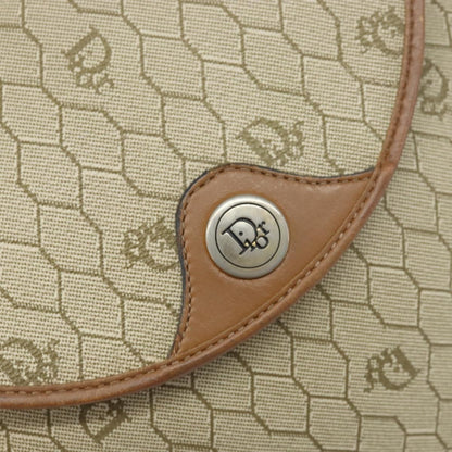 Christian Dior Vintage Honeycomb Shoulder Bag Canvas and Leather, BEIGE, CANVAS, Shoulder bag