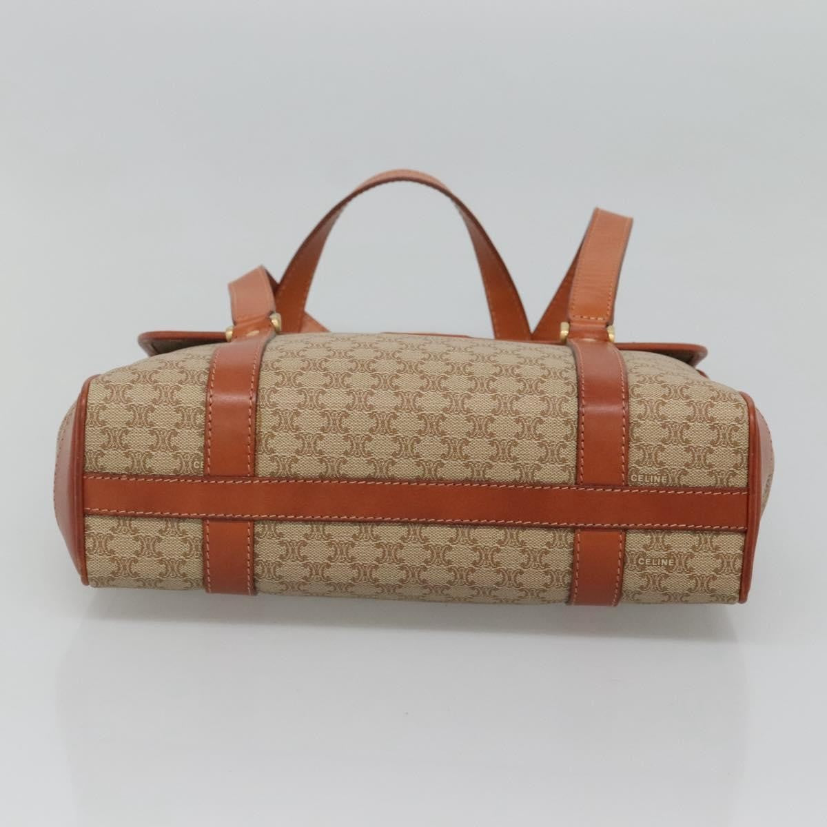 Celine Vintage Macadam Handbag Canvas and Leather, Beige, Canvas, Handbag