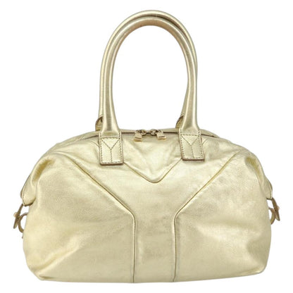 Saint Laurent Easy Y Bag Pebbled Leather, GOLD, LEATHER, Handbag