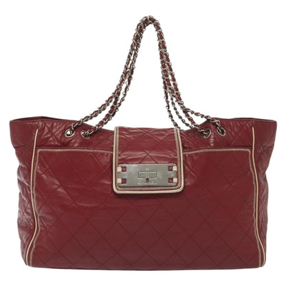 Chanel Vintage Reissue Chain Shopping Tote Leather, RED, LEATHER, Tote bag