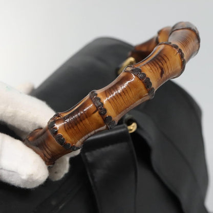 Gucci Vintage Bamboo Backpack Leather, BLACK, LEATHER, Backpack