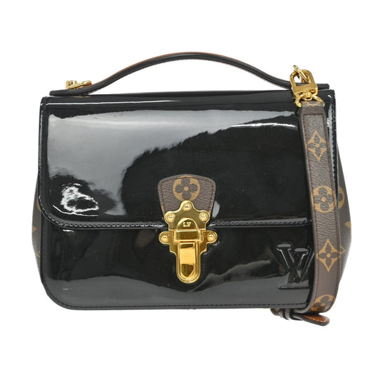 Louis Vuitton Cherrywood Handbag Vernis with Monogram Canvas, BLACK, PATENT_LEATHER, Handbag