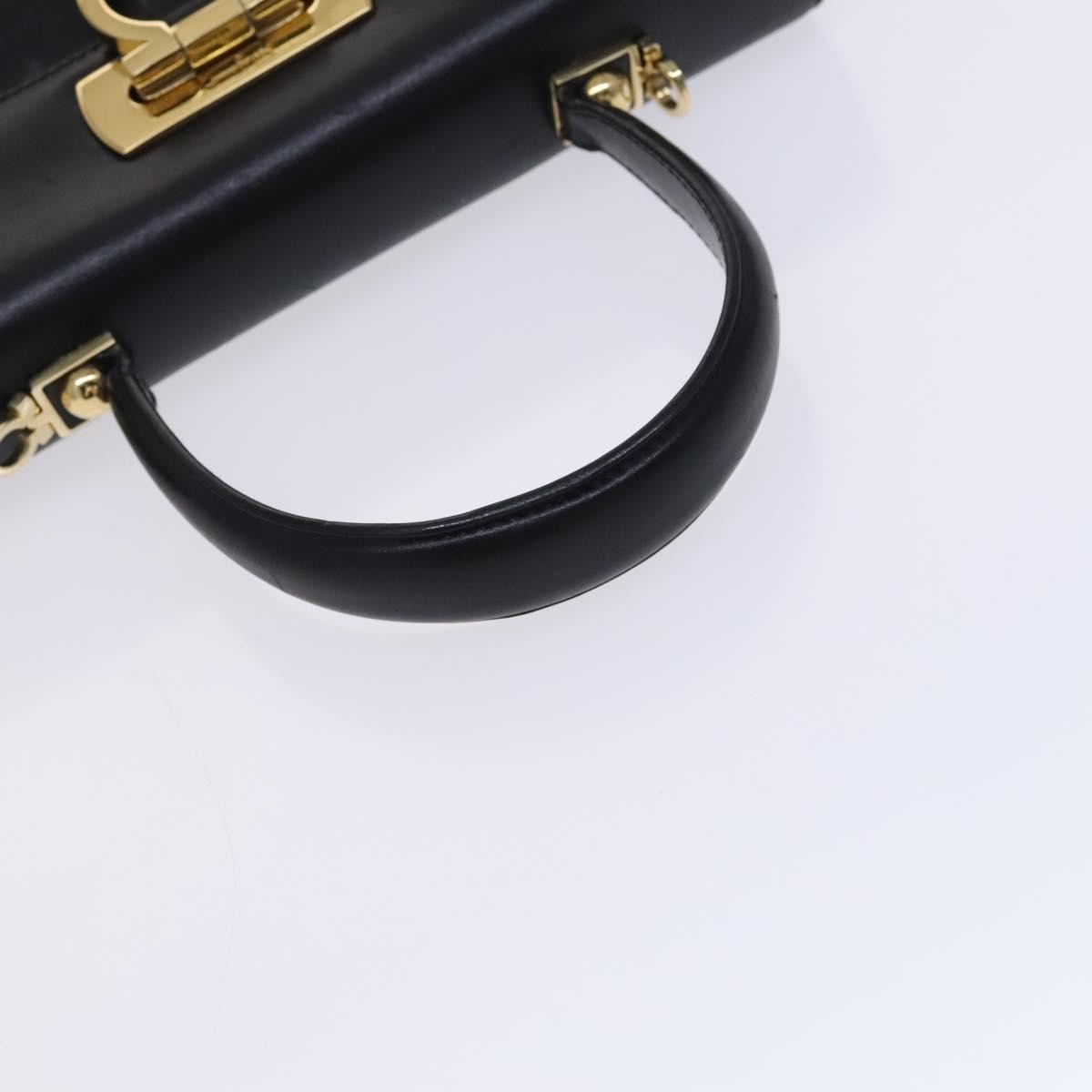 Salvatore Ferragamo Gancini Convertible Top Handle Bag Leather, BLACK, LEATHER, Handbag