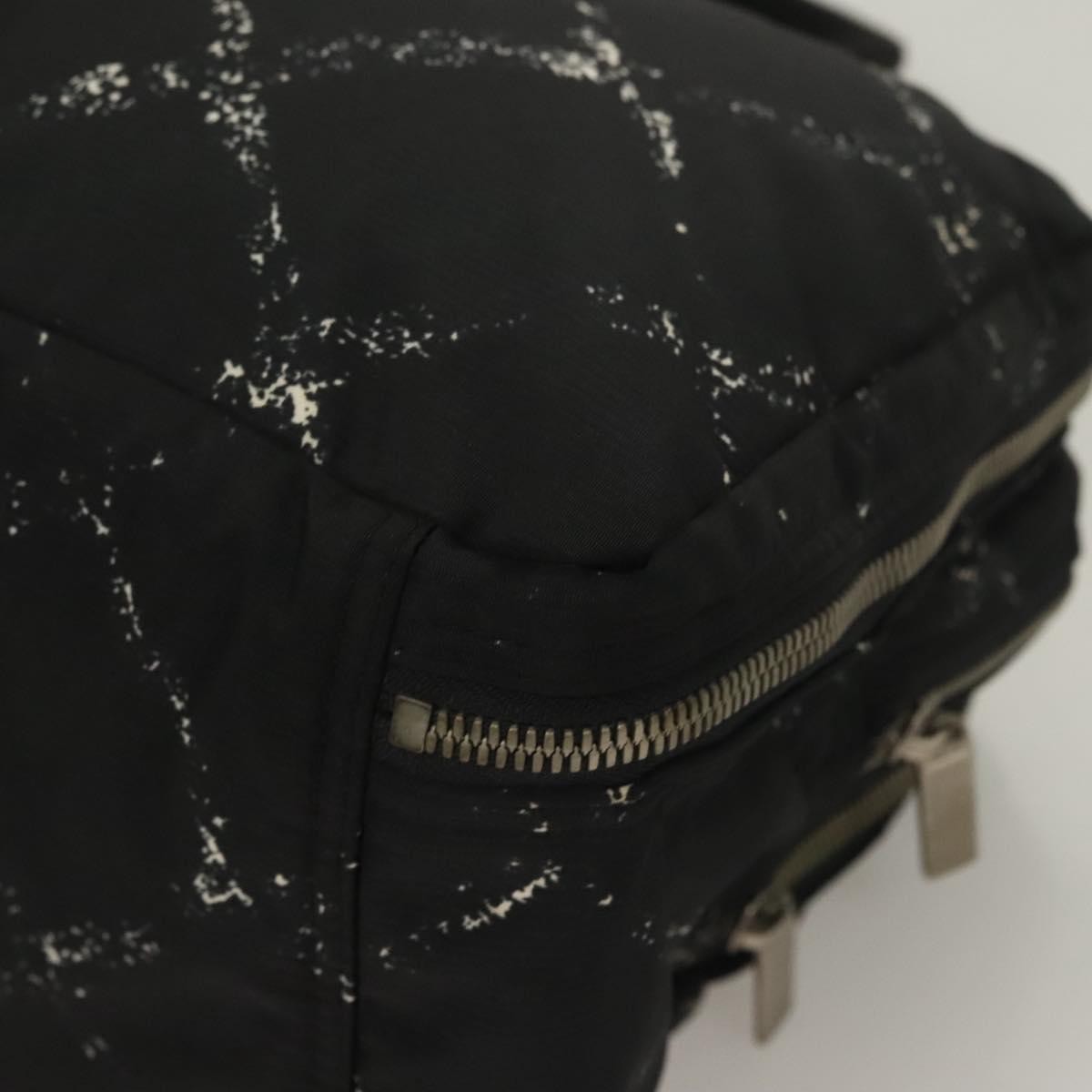 Chanel Travel Line Boston Bag Printed Nylon, BLACK, NYLON, Travel bag