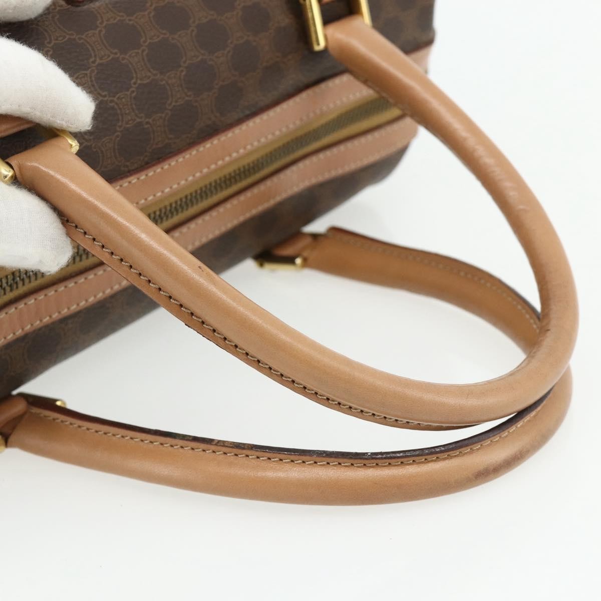 Celine Vintage Macadam Boston bag Canvas and Leather, Brown, Canvas, Handbag