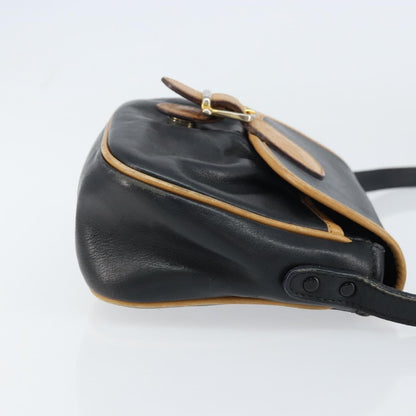 Celine Vintage Shoulder Bag Leather, BLACK, LEATHER, Shoulder bag