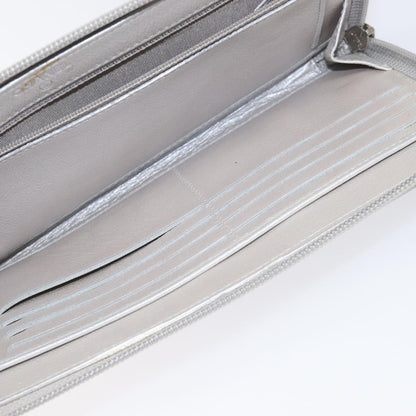 Chanel Camellia Zip Around Organizer Leather, SILVER, LEATHER, Wallets