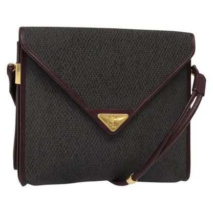 Saint Laurent Vintage Shoulder Bag Canvas, BURGUNDY, CANVAS, Shoulder bag