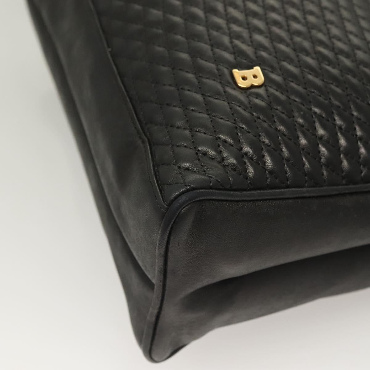 Bally Vintage Tote Bag Quilted Leather, BLACK, LEATHER, Tote bag
