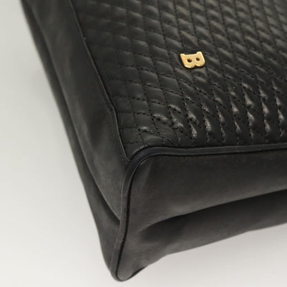 Bally Vintage Tote Bag Quilted Leather, BLACK, LEATHER, Tote bag