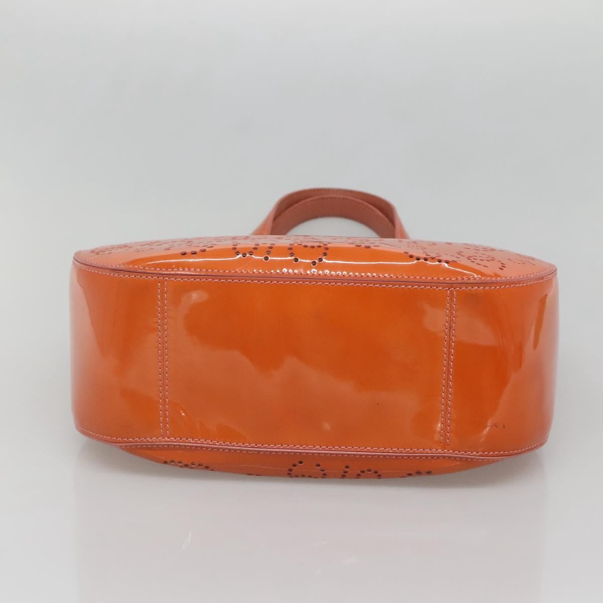 Chanel CC No.5 Shopping Tote Perforated Patent, Orange, Patent Leather, Tote Bag