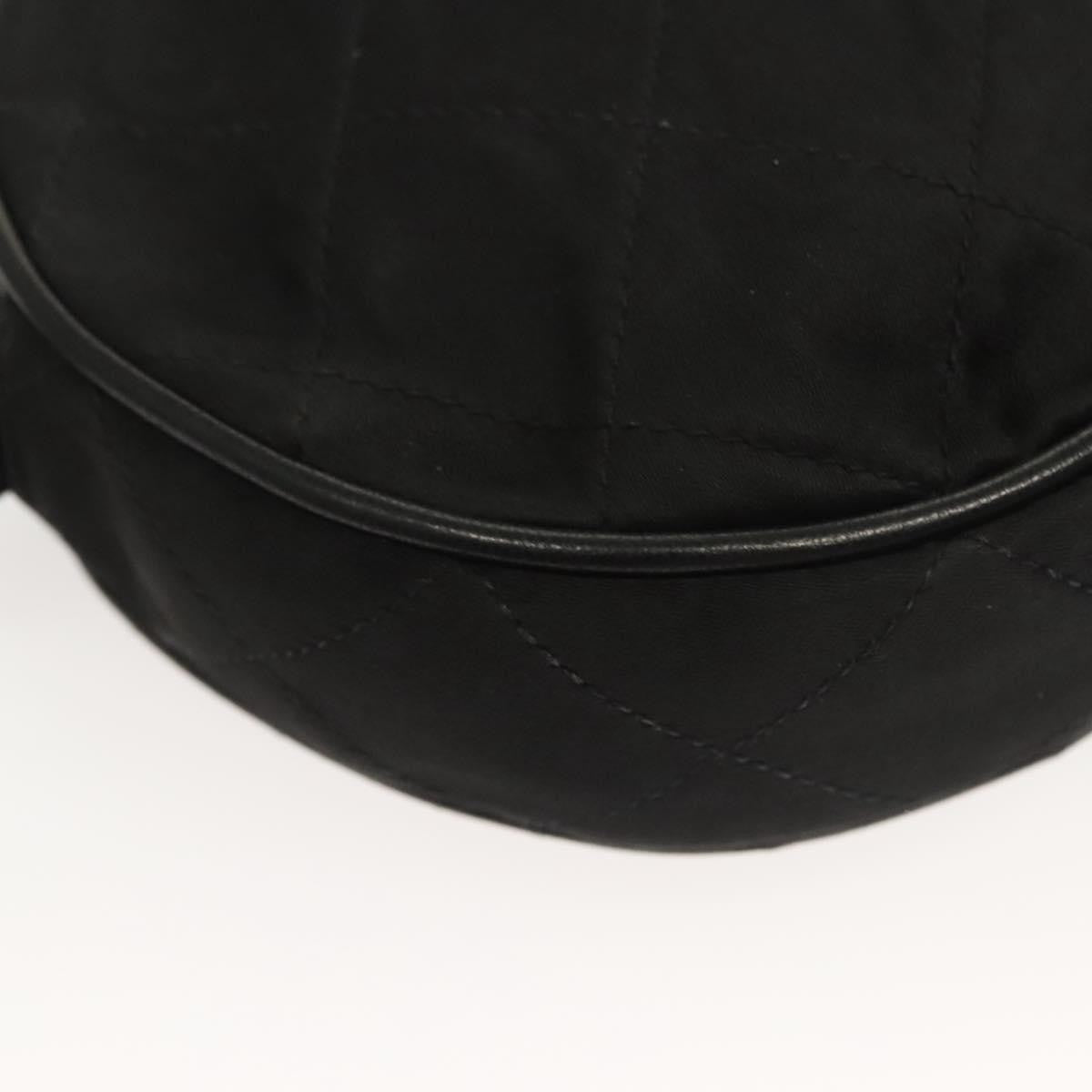 Chanel Vintage Round Tassel Crossbody Bag Quilted Satin, BLACK, SATIN, Shoulder bag