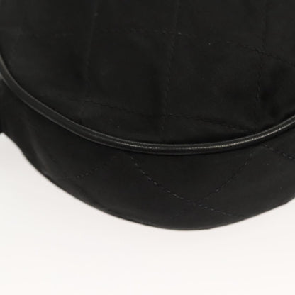 Chanel Vintage Round Tassel Crossbody Bag Quilted Satin, BLACK, SATIN, Shoulder bag