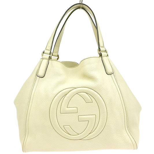 Gucci Soho Shoulder Bag Leather, ECRU, LEATHER, Shoulder bag