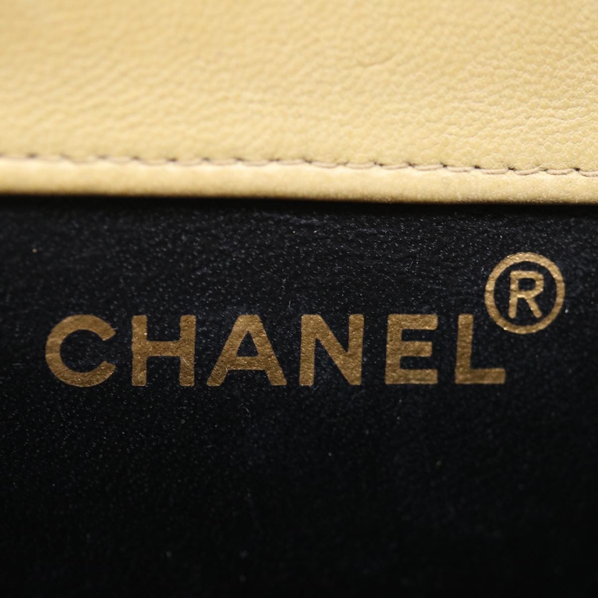 Chanel Vintage Button Waist Bag Quilted Lambskin, BEIGE, LEATHER, Shoulder bag