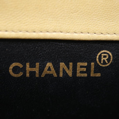 Chanel Vintage Button Waist Bag Quilted Lambskin, BEIGE, LEATHER, Shoulder bag