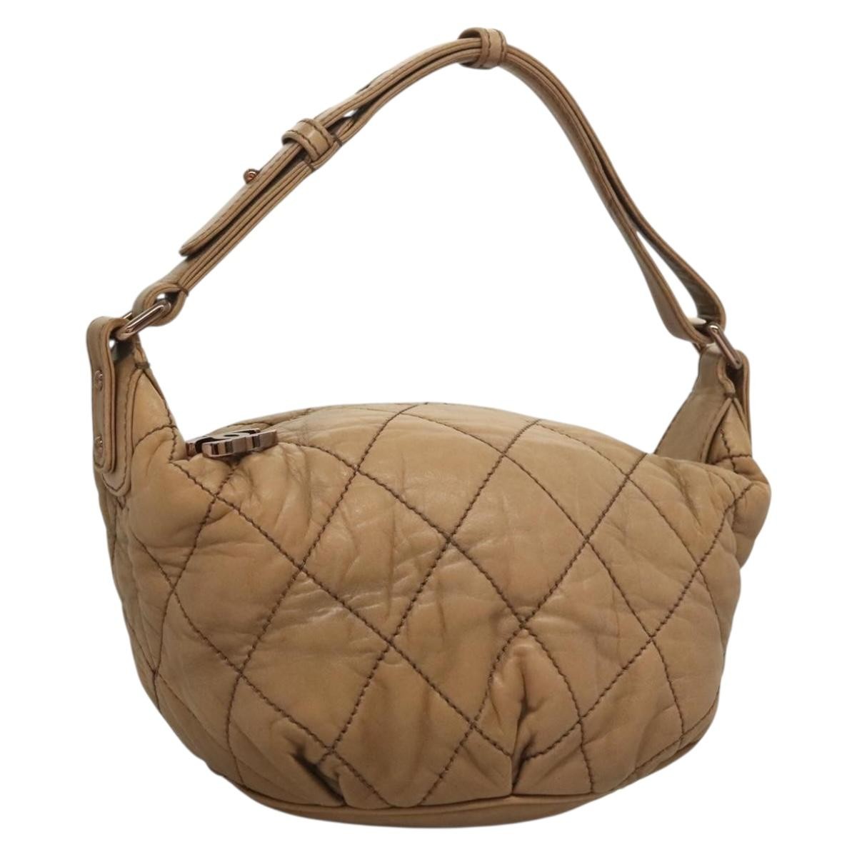 Chanel Vintage Wild Stitch Zip Shoulder Bag Quilted Lambskin, BROWN, LEATHER, Shoulder bag