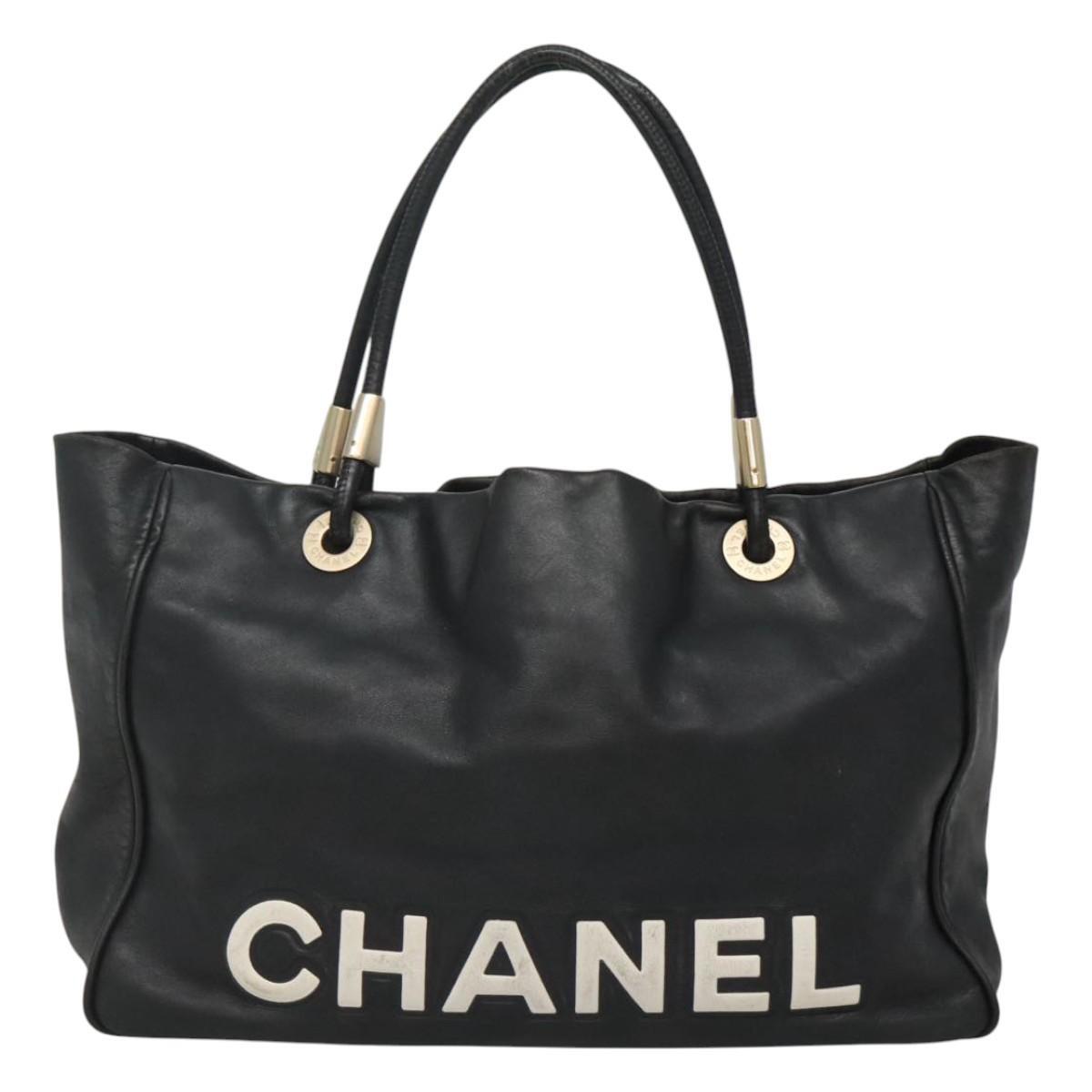 Chanel Camellia Tote Leather, BLACK, LEATHER, Tote bag