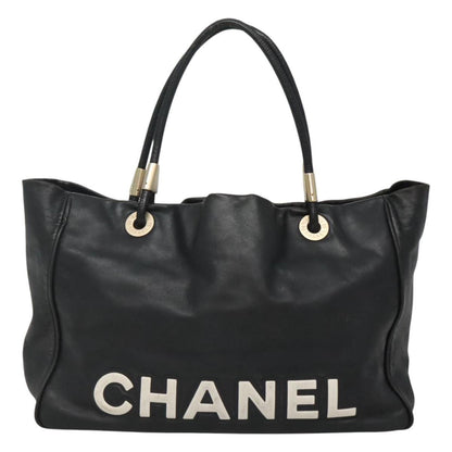Chanel Camellia Tote Leather, BLACK, LEATHER, Tote bag