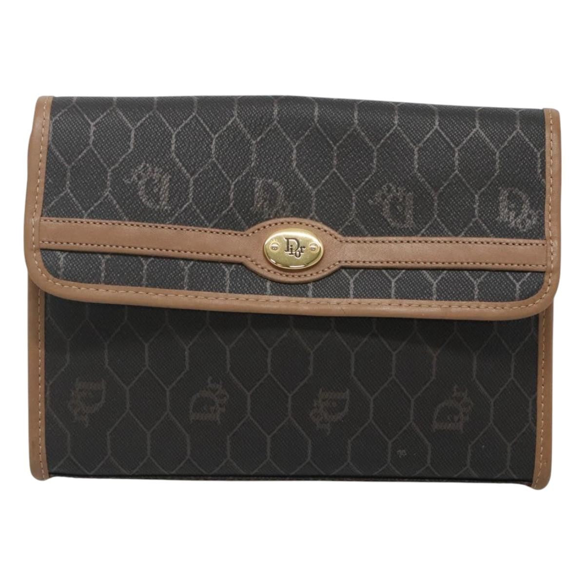 Christian Dior Vintage Honeycomb chain Canvas, BLACK, PVC, Clutche & pouche