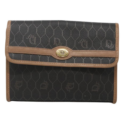 Christian Dior Vintage Honeycomb chain Canvas, BLACK, PVC, Clutche & pouche