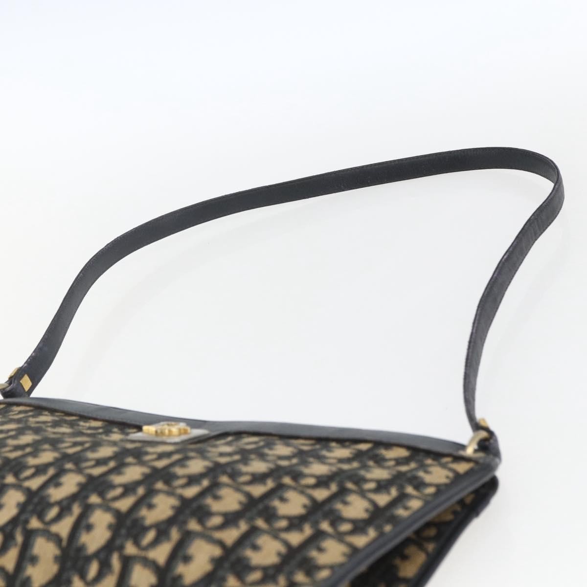 Christian Dior Vintage Trotter Shoulder Bag Canvas, NAVY, CANVAS, Shoulder bag