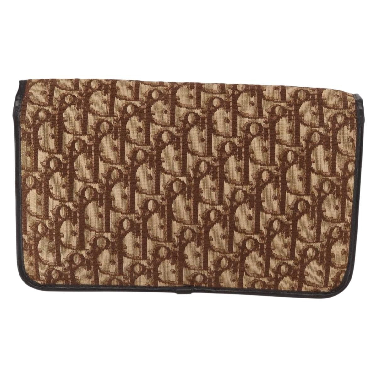 Christian Dior Vintage Trotter Shoulder Bag Canvas, BEIGE, CANVAS, Shoulder bag