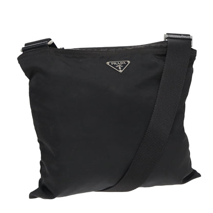 Prada Zip Top Messenger Bag Tessuto, BLACK, NYLON, Shoulder bag