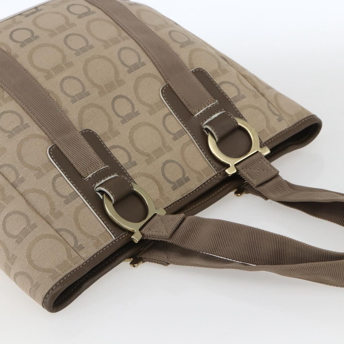 Salvatore Ferragamo Gancini Tote Gancini Canvas, BEIGE, CANVAS, Tote bag