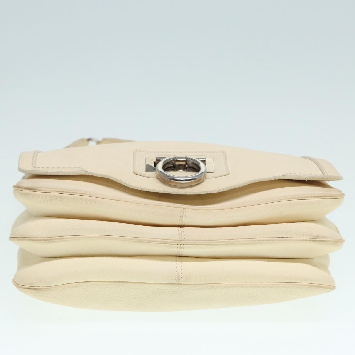 Salvatore Ferragamo Gancini Shoulder Bag Leather, WHITE, LEATHER, Shoulder bag