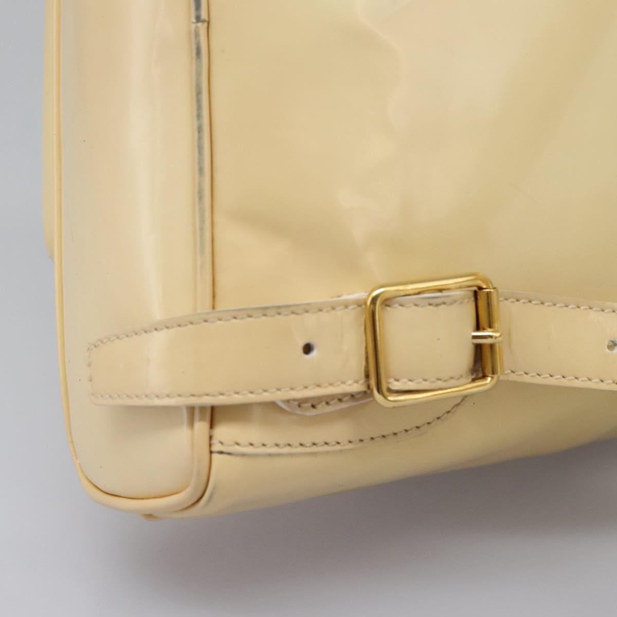 Gucci Vintage Bamboo Backpack Patent, Beige, Patent Leather, Backpack