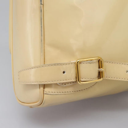 Gucci Vintage Bamboo Backpack Patent, Beige, Patent Leather, Backpack