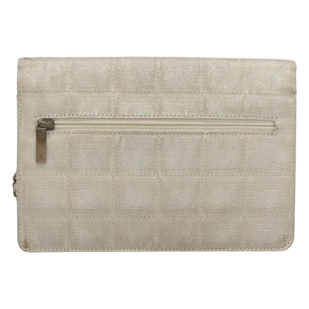 Chanel Travel Line Wallet on Chain Quilted Nylon, Silver, Nylon, Wallet