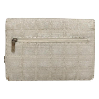 Chanel Travel Line Wallet on Chain Quilted Nylon, Silver, Nylon, Wallet