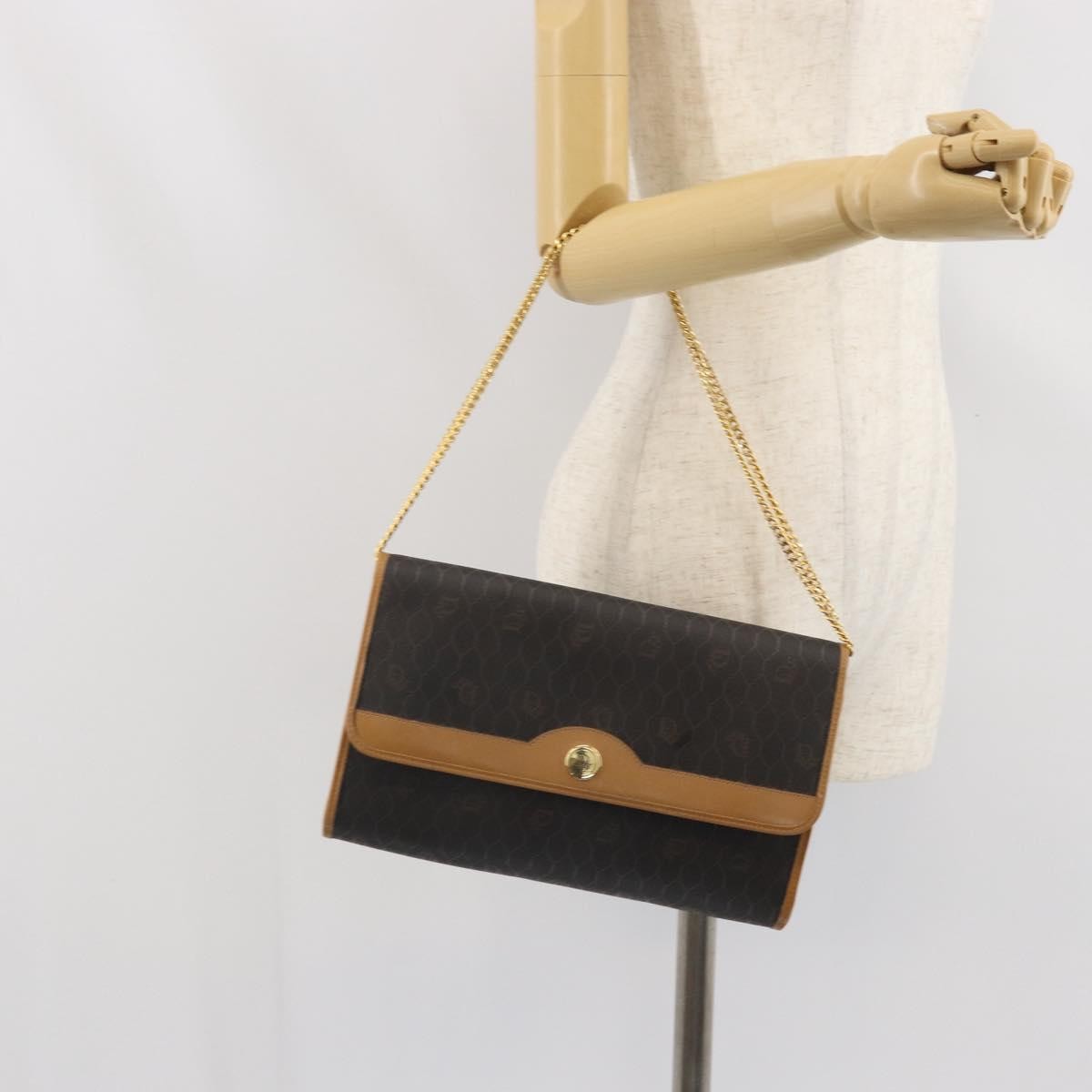 Christian Dior Vintage Honeycomb chain Canvas, BLACK, CANVAS, Shoulder bag