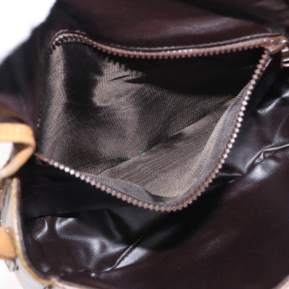 Celine Vintage Macadam Shoulder Bag Canvas and Leather, BEIGE, CANVAS, Shoulder bag