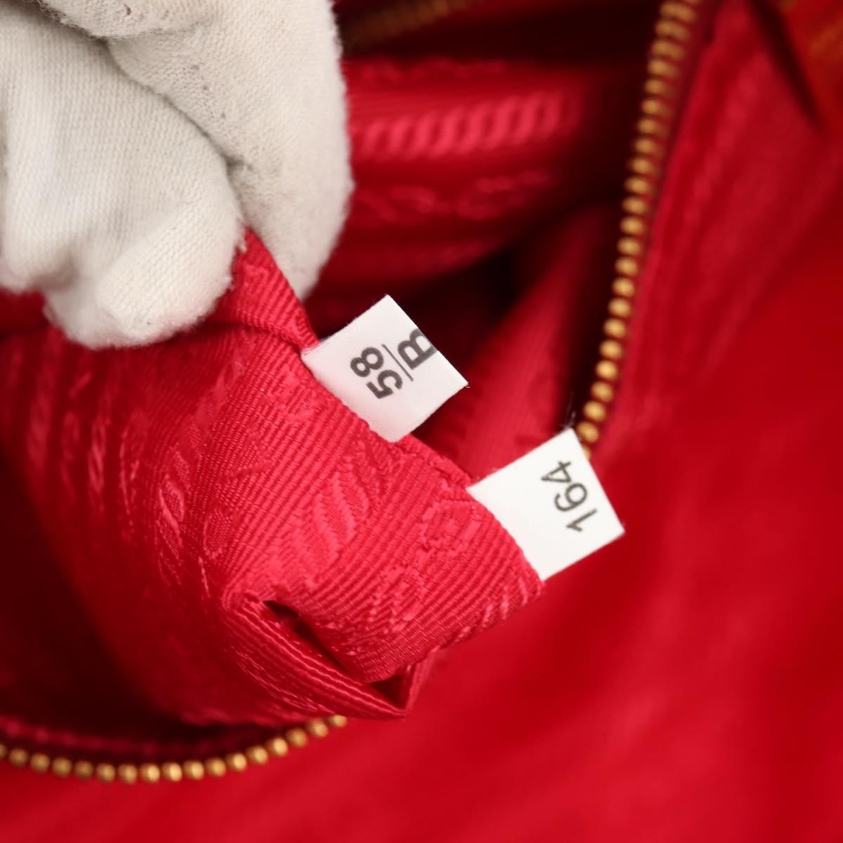 Prada Vela Double Front Pocket Backpack Tessuto with Saffiano Leather, Red, Nylon, Backpack