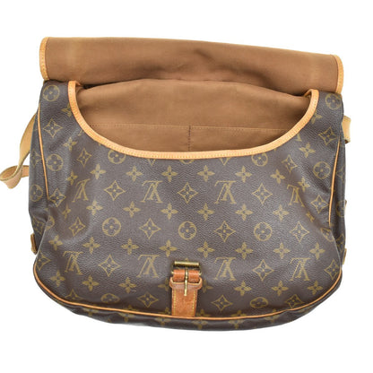 Louis Vuitton Saumur Handbag Monogram Canvas, BROWN, LEATHER, Shoulder bag